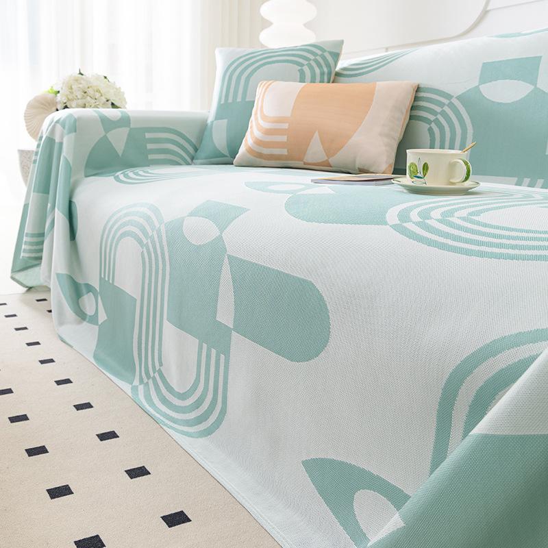 Sofa Towel Summer New Ins Style Integrated Full Cover Cloth Anti-Slip Cool Feeling Sofa Cushion Cover