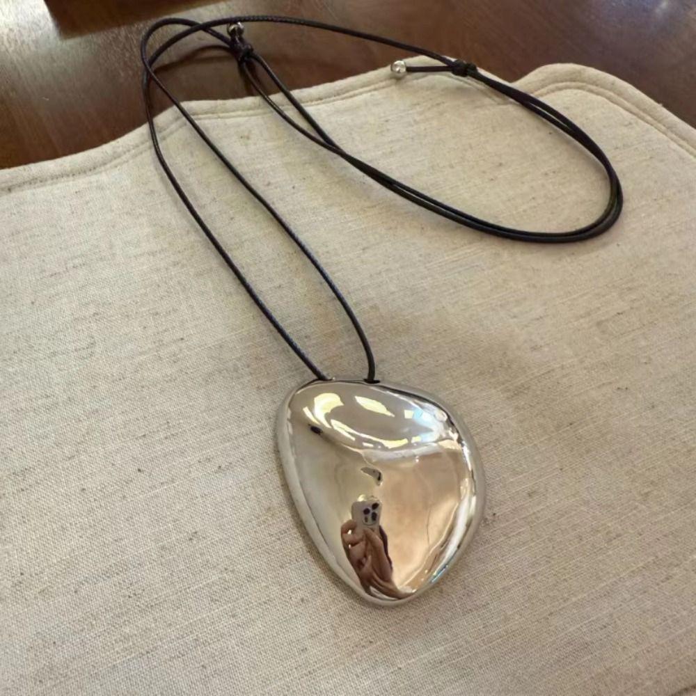 Gold Silver Irregular Necklace Matte Metal Long Sweater Chain  Jewelry Accessories