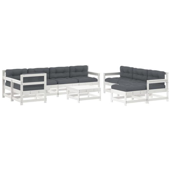 Salon de jardin - Maison Exclusive - 10 pièces - Pin massif - Coussins anthracite