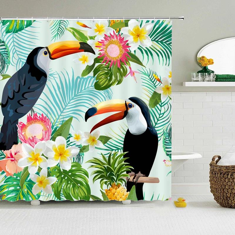 Retro European Shower Curtain ,Flowers Printed Bath Curtain Polyester Fabric Western Style Home Bath Decor Curtains With Hooks