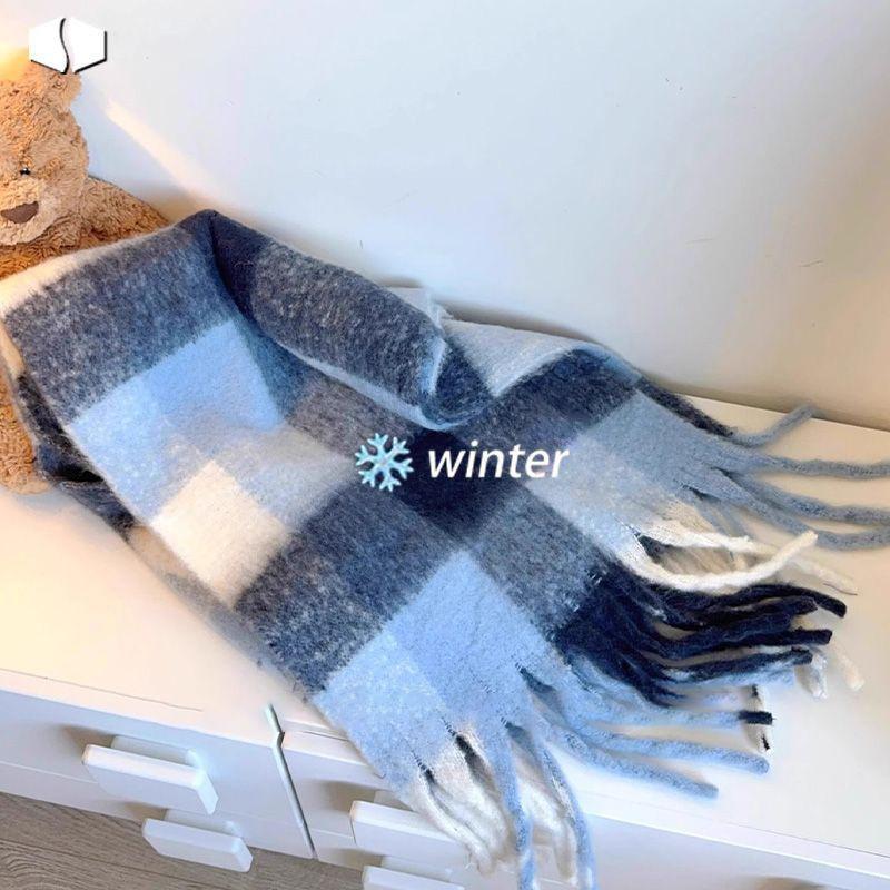 Scarf women's winter advanced sense thickened warm imitation cashmere plaid scarf Korean version versatile scarf tide