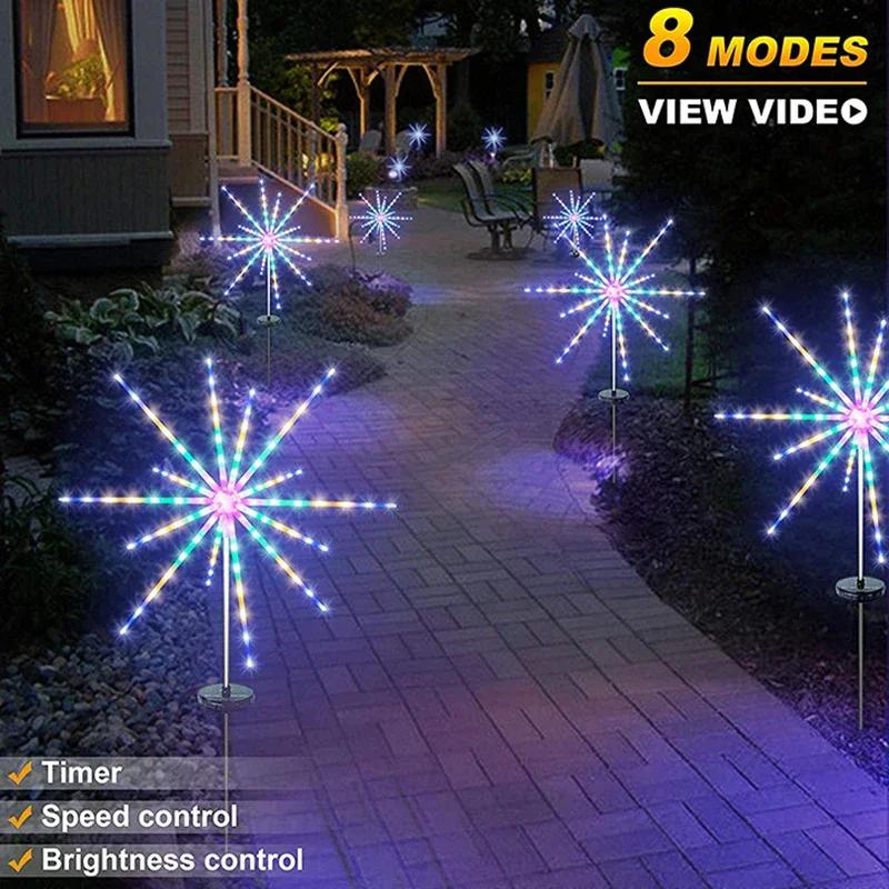 Solar Light Outdoor Waterproof Courtyard Garden Street Pathway Lamps Christmas Decoration Landscape LED Solar Firework Lights