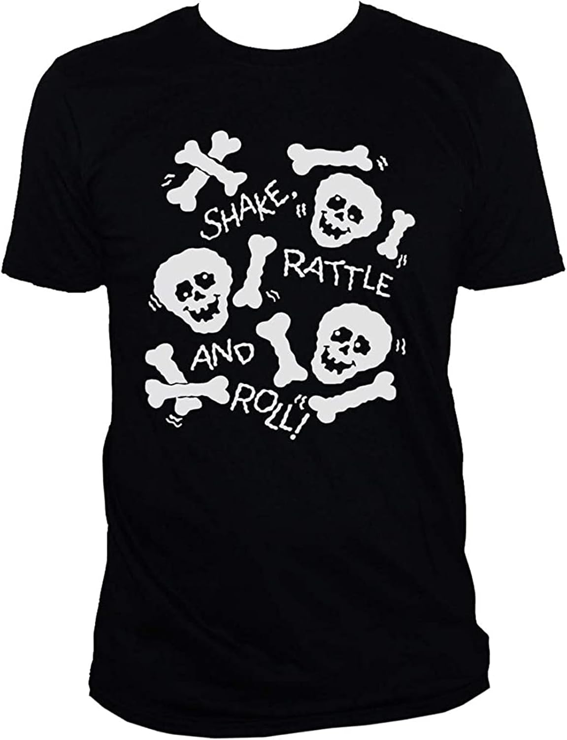 Men s Skulls and Bones Goth Punk Rockabilly Funny Graphic T Shirt Black XL