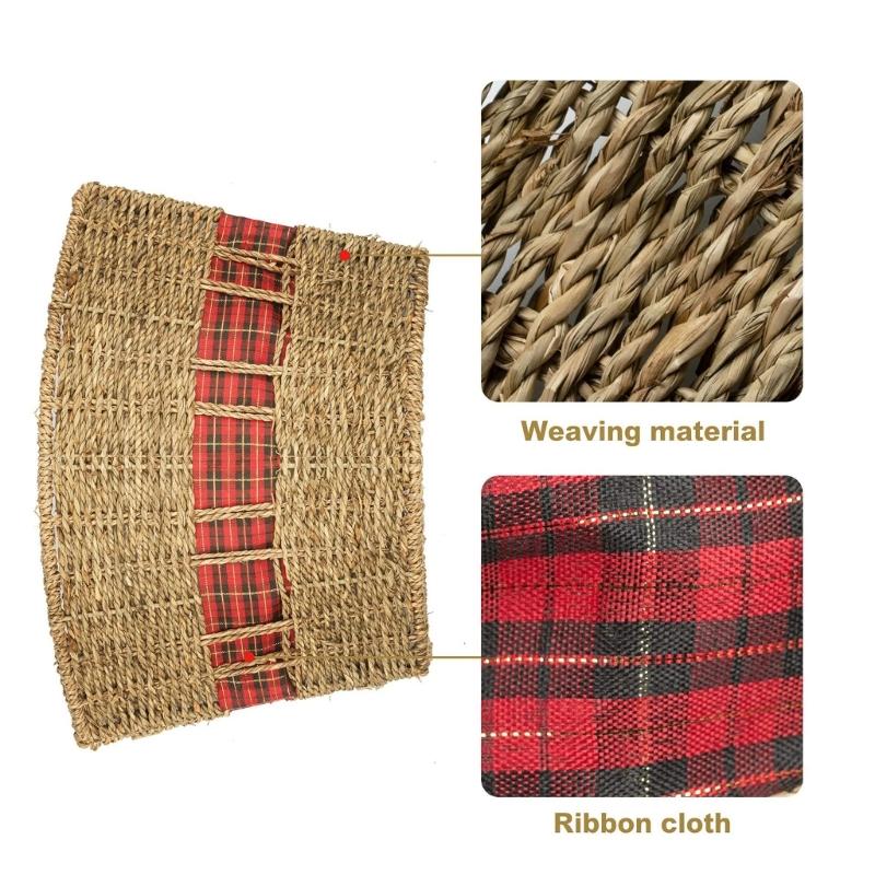 Festives Christmas Tree Collar Rattans Weave Base Stand Stylish Christmas Tree Skirt Festival Decoration for Office