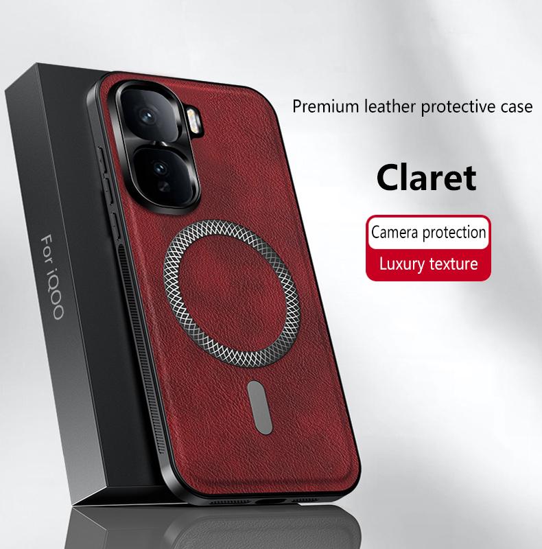 

Ретро кожаные магнитные чехлы для телефона для Vivo iQOO Neo 10 Neo9 Neo 8 Neo7 Coque Бизнес Металлический Защита камеры Ударопрочная крышка For iQOO Neo 7 кларет