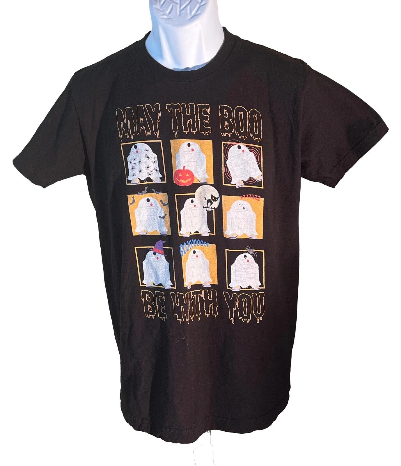 STAR WARS MAY THE BOO BE WITH YOU Short Sleeve Halloween 100% Cotton T-shirt Mens Tees Top Black Medium 3XL