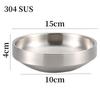 Double-Layer Round Kimchi Plate Dish, 304 Stainless Steel,Silver Color,Rice Bowl,Cold Noodle Plate Bowl,Insulation,Anti-Scalding