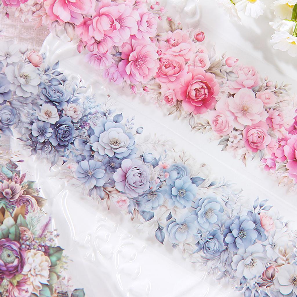 6 Rolls/box, Elegant Floral Pattern PET Stickers, Suitable for DIY Photo Frames, Manuals, and Gift Box Decoration, Stylish Beaut