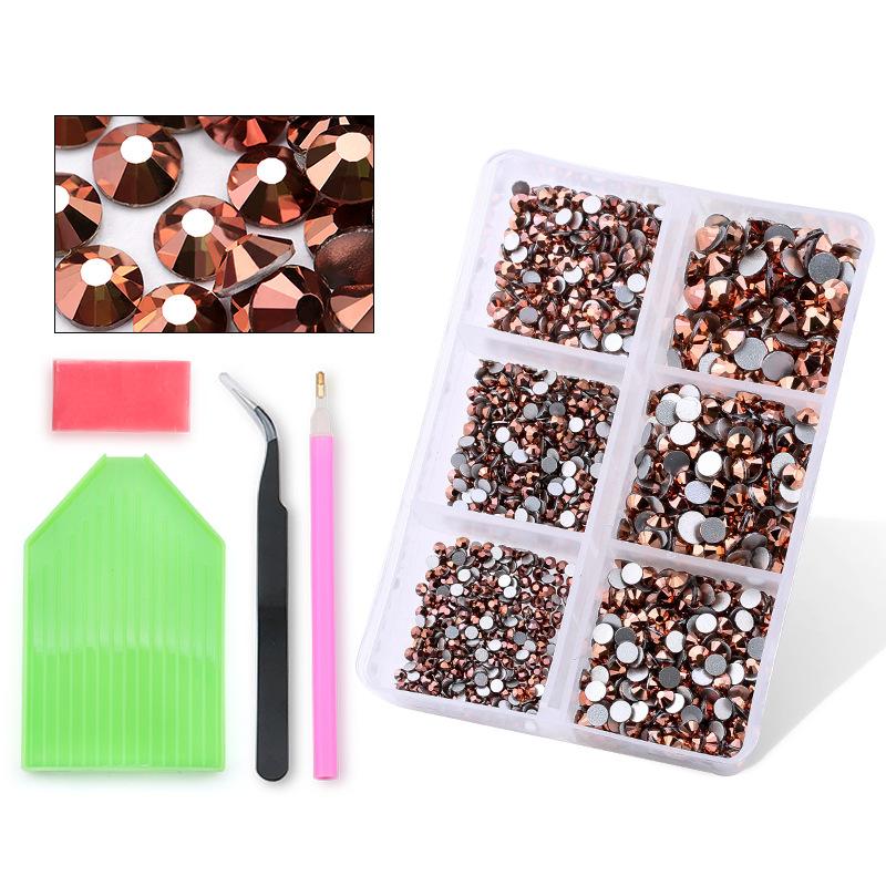 Colorful Mocha Jelly Nail Diamond Semicircular Flat Bottom Diamond Nail Art Rhinestone Jewelry Nail Sticker Diamond Set