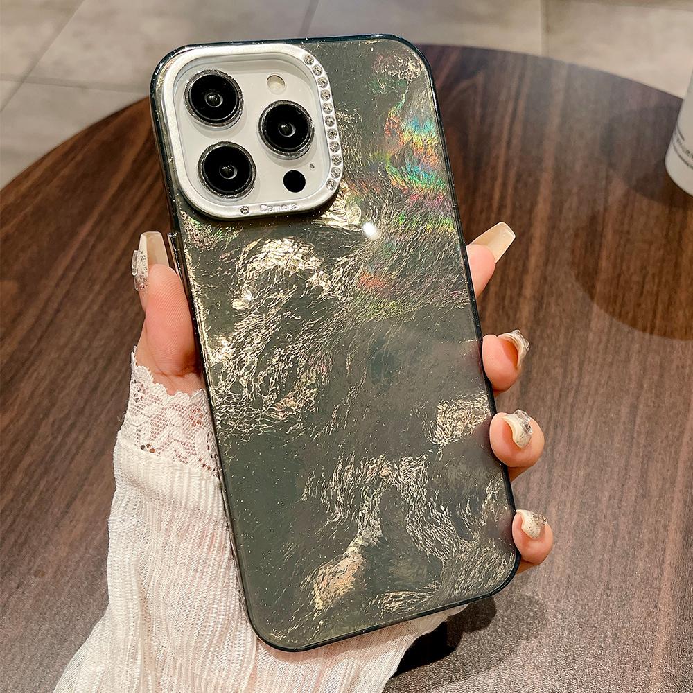 Colorful Iceberg tin foil pattern rugged phone case for iPhone 15 14 13 12 11 Pro Max diamond lens frame shockproof hard cover