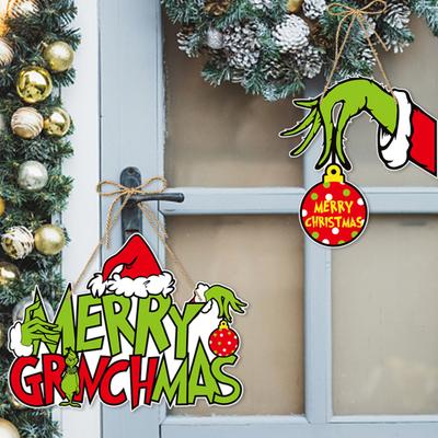 Weihnachts-Türschild, lichtbeständig, Elfenmuster, festliches Hängeschild für Weihnachtsfeiertage, Partyzubehör