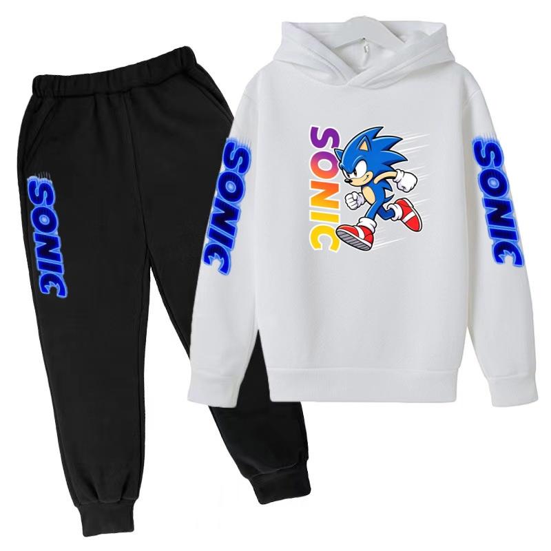 Children's Fall Winter Hooded Sweatshirts Men's Women's Styles Ages3-12cartoon Anime Cat Clothing Long-sleeved Shirt+pants Set