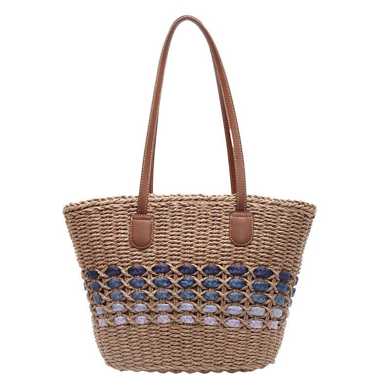 Women's portable treasure vegetable basket straw beach bag spring new large-capacity tote bag travel leisure bag