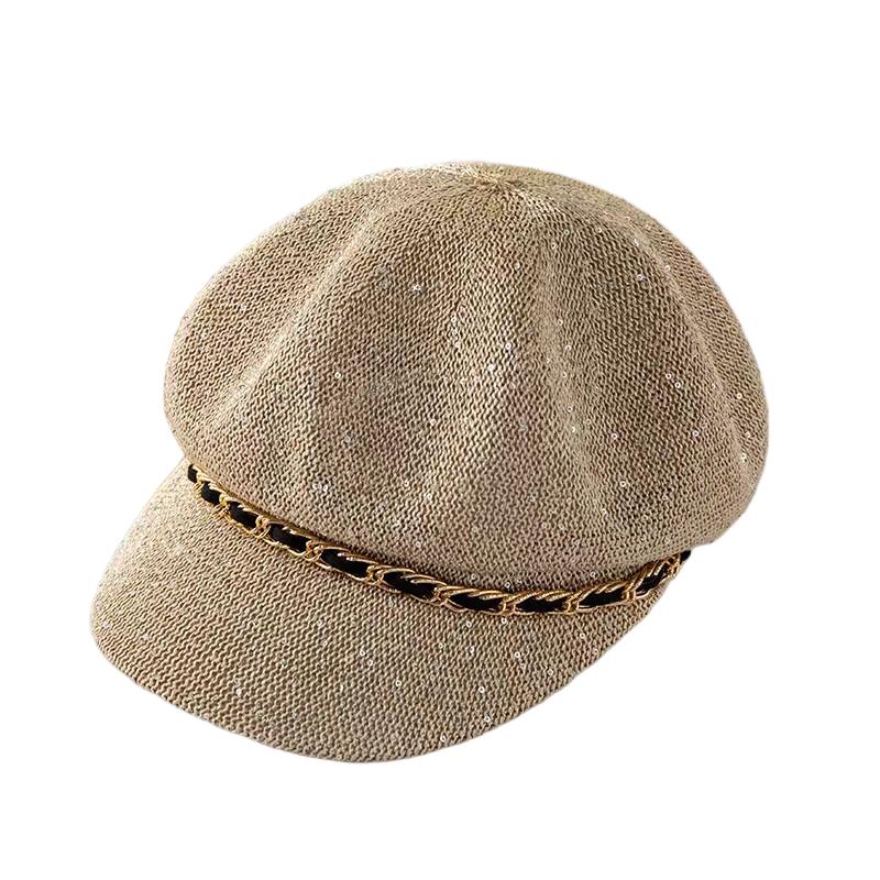 Hollow Breathable Leather Buckle Octagonal Hat Classic Woven Straw Hat Casual Versatile Literary Sunshade Painter Hat