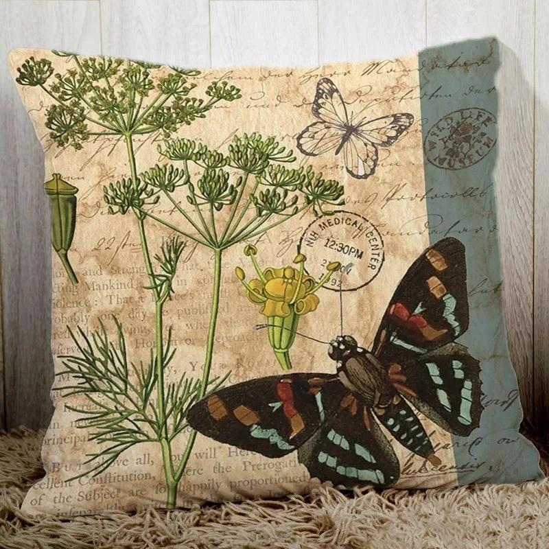 Cozy Couch Cushion Cover Butterfly Printed  Home Decorative Pillows Polyester Peach Fiber Pillowcase Seat Back Cushions