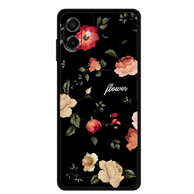 3D Silicone Case For Samsung Galaxy A07 4G Case Relief Emboss Flowers Black Soft Back Cover Coques For Samsung Galaxy A17 Cases