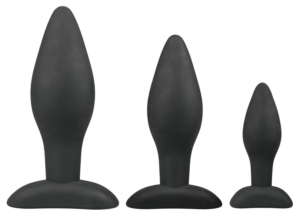 Kit de 3 plugs silicone Rocket Noirs - EasyToys Anal Collection - Plugs Débutant & Kits