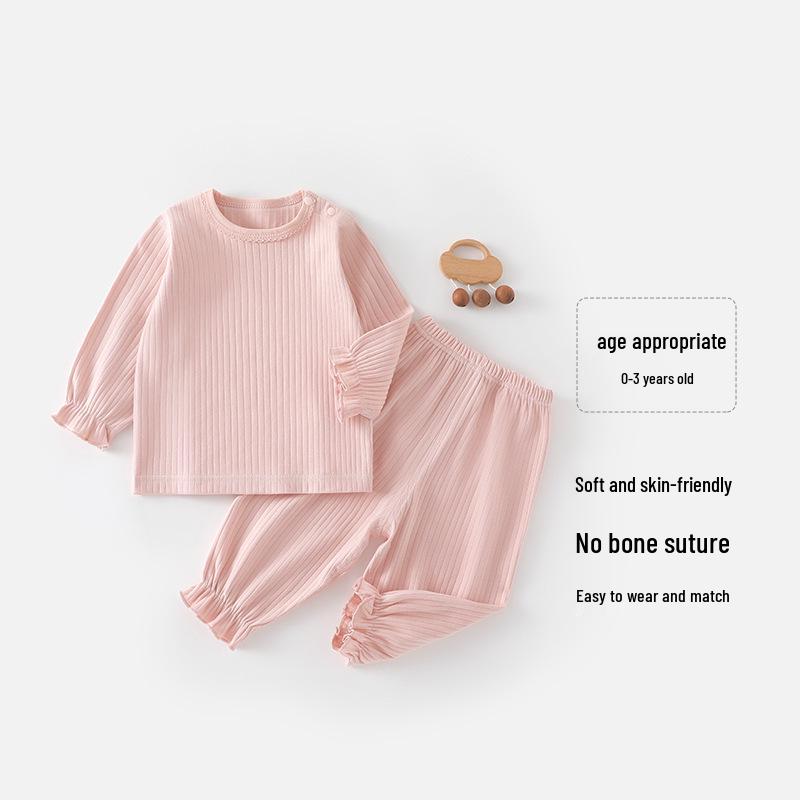 

New Spring/Autumn Baby Lace Collar Set, Infant/Toddler Long-Sleeved Soft Outerwear/Innerwear, Plain Colors for Boys & Girls 90 cm