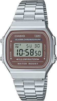 Digital Watch, Vintage Series A168WA-5AY, for Men, Women, and Kids, Silver and Brown, Overseas Model [Parallel Import]