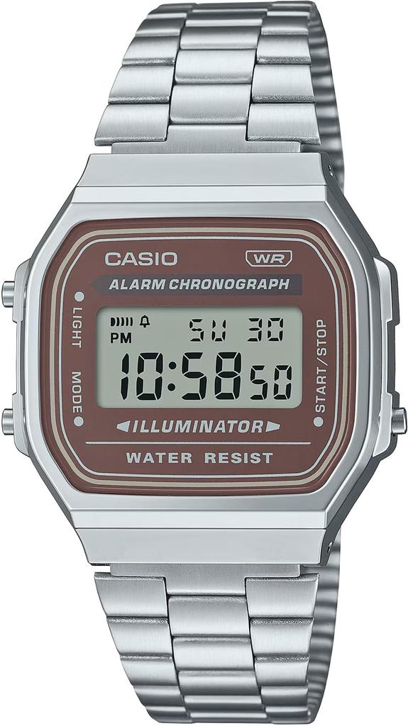 Casio Digital Watch, Vintage Series A168WA-5AY, for Men, Women, and Kids, Silver and Brown, Overseas Model [Parallel Import]