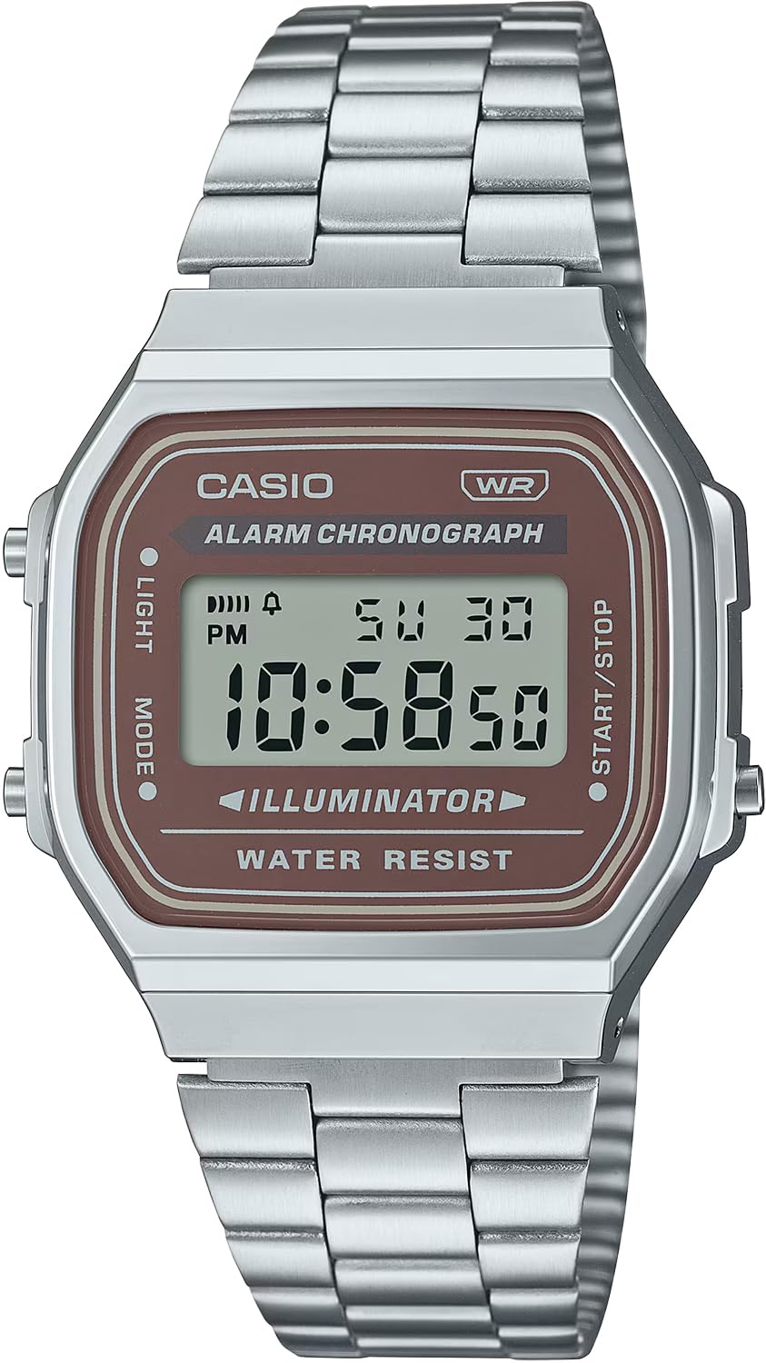 

Casio Digital Watch, Vintage Series A168WA-5AY, for Men, Women, and Kids, Silver and Brown, Overseas Model [Parallel Import]