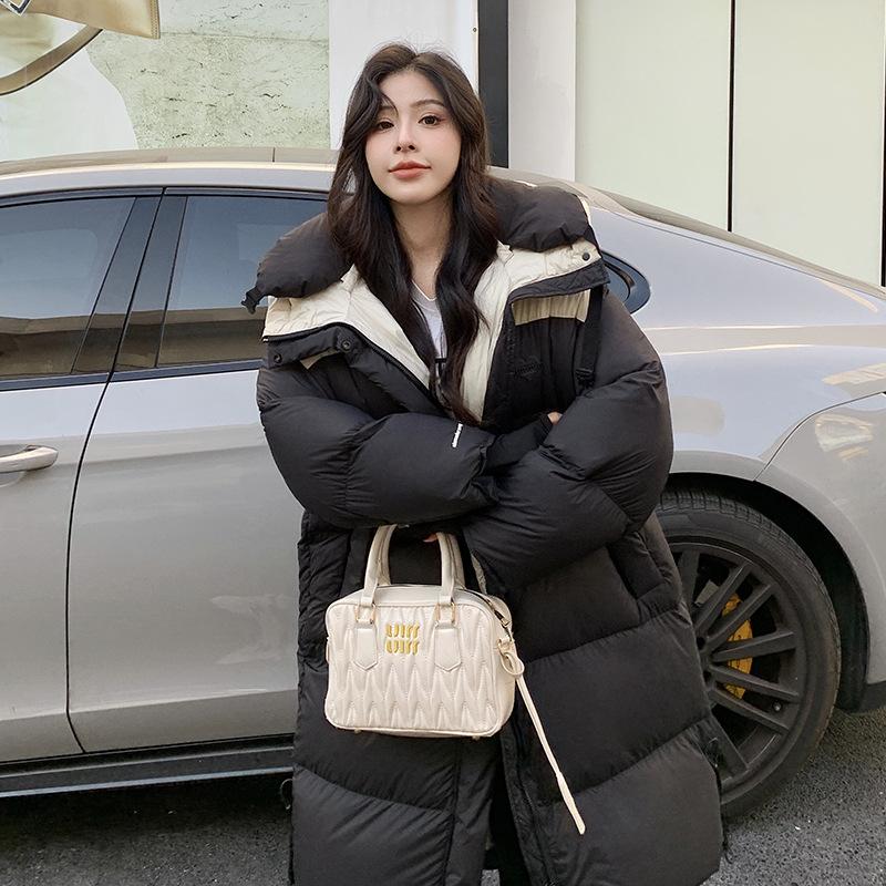 

Color Matching Cotton-padded Clothes for Women s Winter New Long Warm Thickened Korean Version of Loose Love Bread Coat. XL