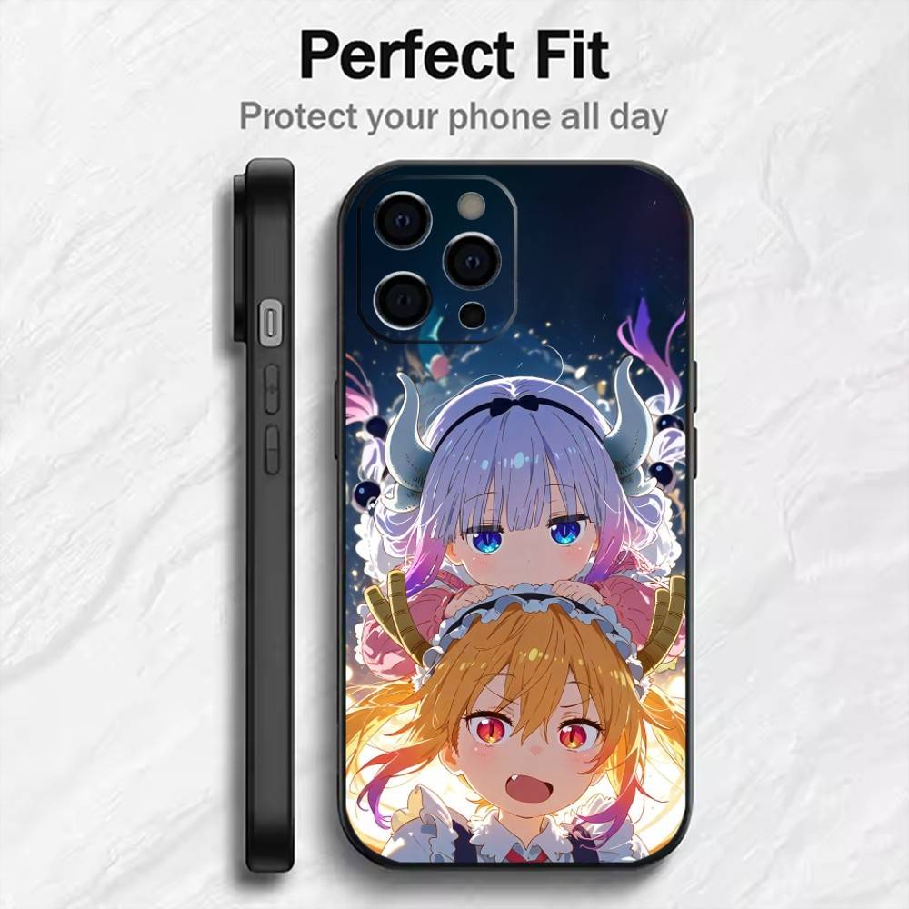 

D-Dragon M-Maid K-Kanna K-Kamui Phone Case For iPhone17,16,15,14,13,12 Plus,Max Soft Silicone Black Cover iPhone16plus