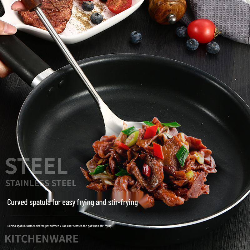 304 Stainless Steel Slotted Spatula Set with Anti-scald Wooden Handle - Thickened for Stir-frying & Cooking.