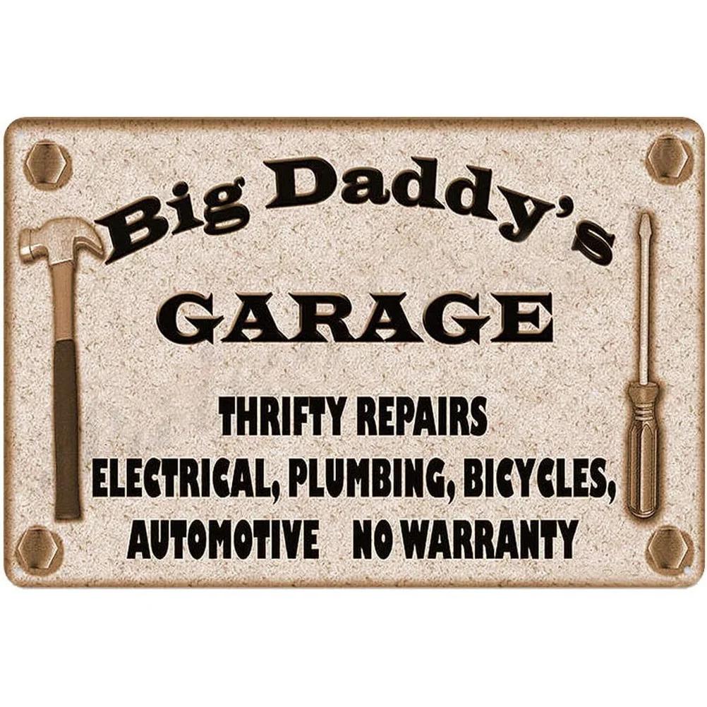 Dad's Garage Workshop Repair Shop 24 Hours Service Vintage Metal Tin Signs Retro Iron Picture Bar Cafe Garage Gym Pub Decor