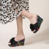 2026 New Women Platform Slippers Summer Beach Wedges Sandals Fashion Flower Women Casual High Heel Slippers