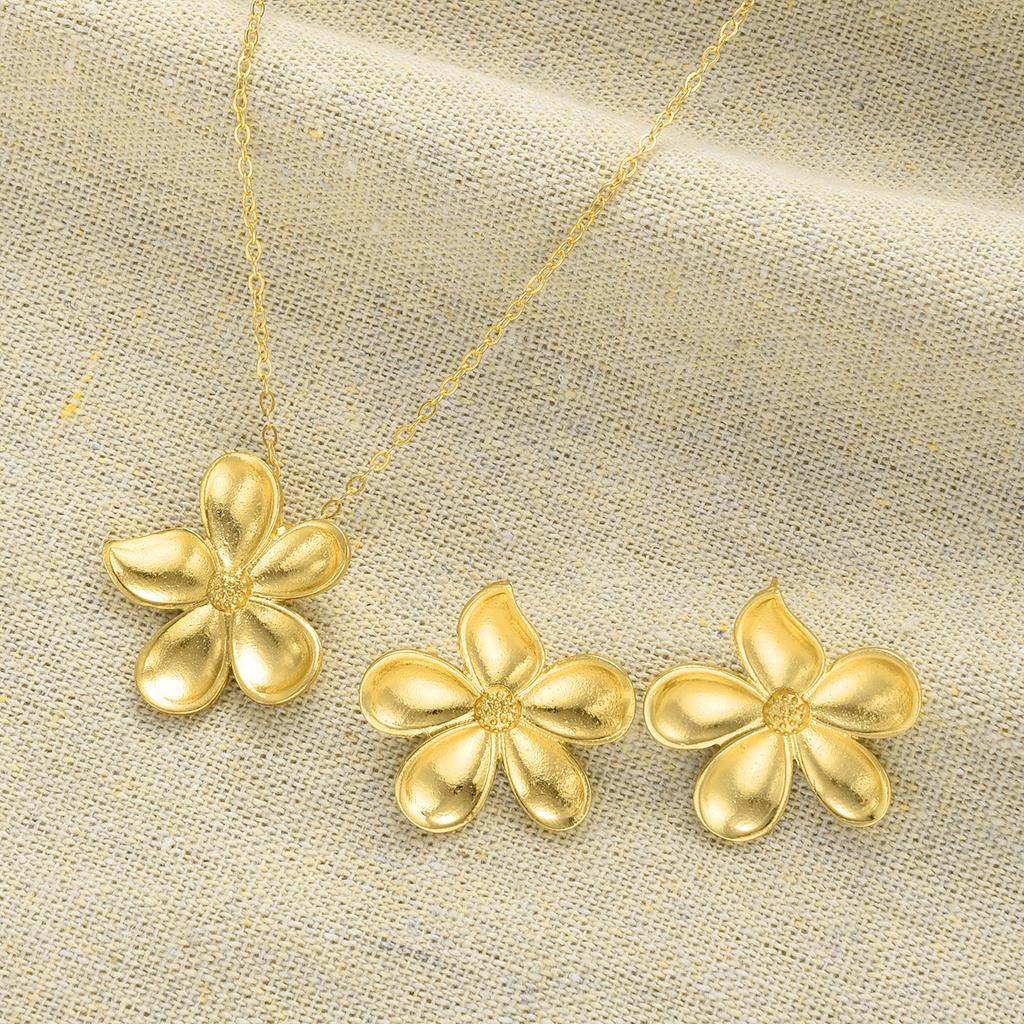 17KM  Fashion Flower Earrings And Necklace Set Jewelry Women Trendy Shiny Daily Party Accessory Decorative Gift Idea For Her Elegant