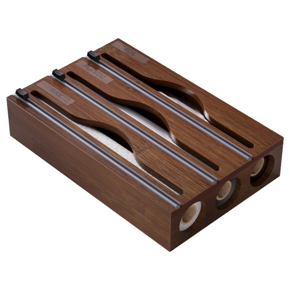 Wall Mounted Plastic Wrap Cutter Box 2 /3 Grids Tin Foil Cutter Wrap Dispenser  Kitchen Organizer
