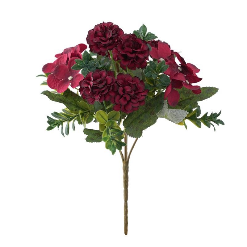 5-pronged Vintage Hydrangea, Silk Flower, Artificial Flower, Green Plant, Wedding Photography, Home Decoration Arrangement