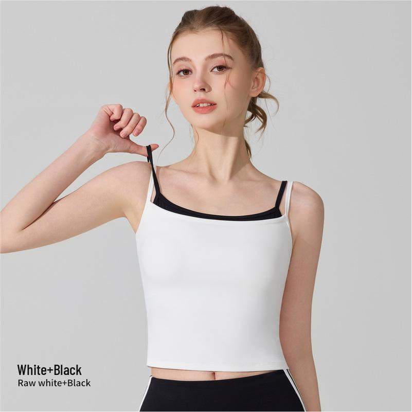 Cross-Border Butterfly Back Sports Vest with Chest Pad - Color Block Elastic Yoga Fitness Top