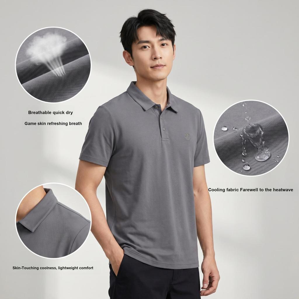 Timberland Polo Collar Casual Simple Short Sleeve Polo Shirt Men Tops A5NNR-033