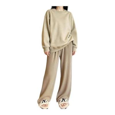 [HuuMeNEIDOO] Pajamas, Women's, Long Sleeve, Room Wear, Loungewear, Top and Bottom Set, Long Sleeve Top, Round Neck, Sweatshirt, Long Pants, Cute,