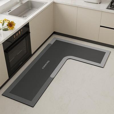 Modern Simple L-shaped Kitchen Floor Mat Absorbent Oil Absorption Diatom Mud Floor Mat Household Bathroom Bathroom Non-slip Foot Mat