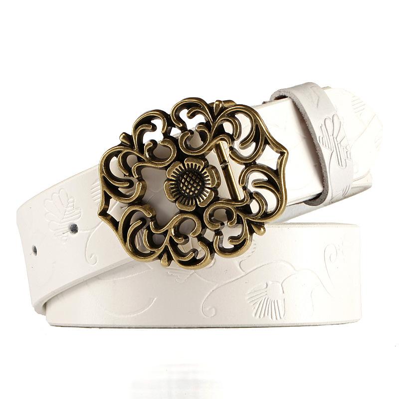 

Винтажный ремень из коровьей кожи, этнический стиль, джинсовый, из натуральной кожи, модный женский ремень на все случаи жизни 105cm белый