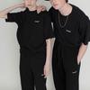 Levis Solid Logo Embroidered Crew Neck Pullover T-Shirt Unisex Tops Black A0637-0001