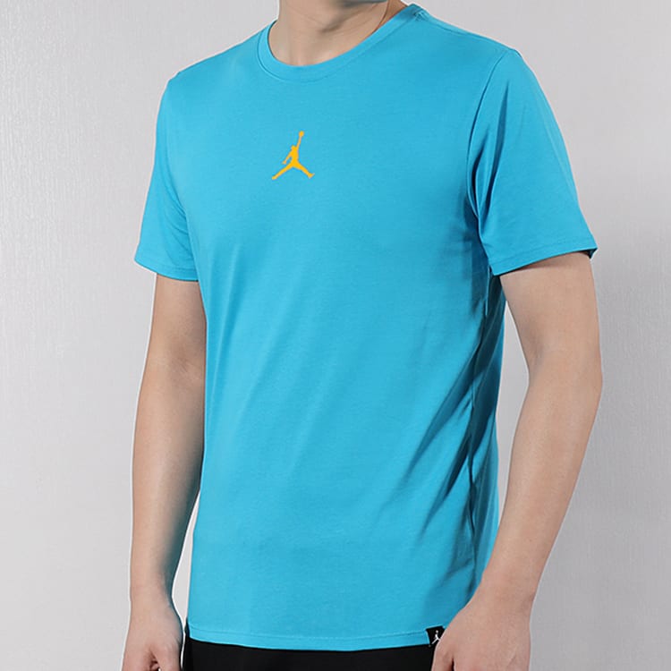 Jordan T Shirts Men's Blue Crew Neck Moderate Straight Fit AR7416-465