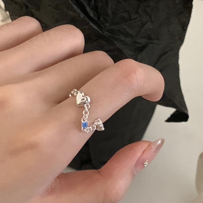 Fashionforward Rhinestone Blue Heart Ring For Women Adjustable Size For Wear Everyday