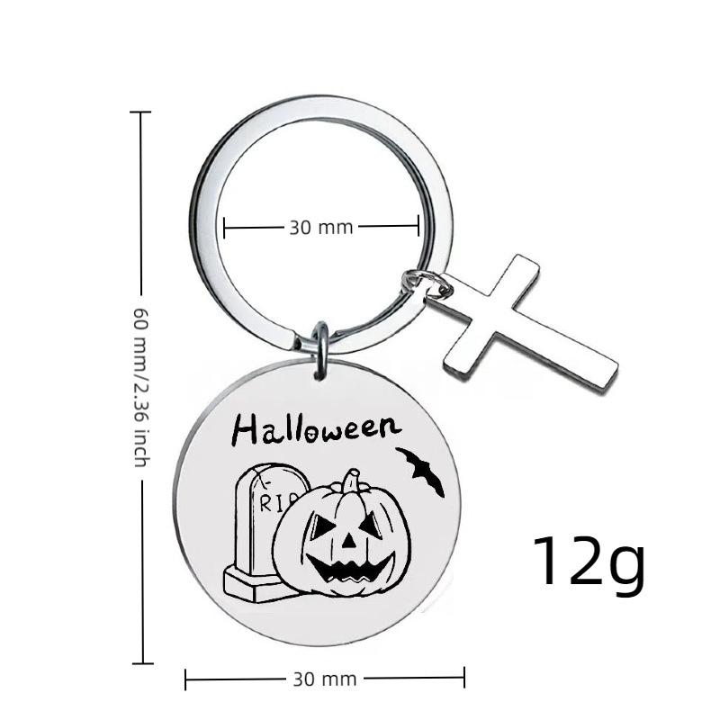 Edelstahl Schlüsselanhänger Geist Halloween Geschenk Europäischer und Amerikanischer Schriftzug Schlüsselanhänger Rucksackanhänger