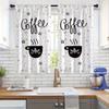 Moderne Kaffeemuster Vorhänge Dekorative Sichtschutz Polyester Paneele Küche Café Wohnzimmer Fenster Dekor Set von 2 Mit Stangentasche Gemacht Groß
