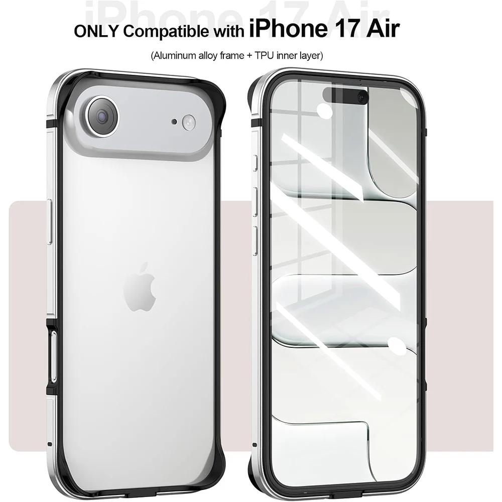 

Original Color Metal Aluminum Frame Bumper Phone Case for IPhone Air 17 Pro Max Shockproof Ultra Slim Raised Edge Protect Cover iPhone Air срібний