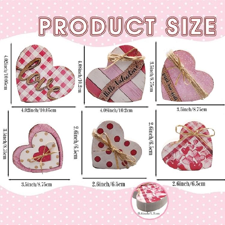 6 Purpose Valentines Desktop Ornaments Heart Shaped for Party and Wedding Decorations
