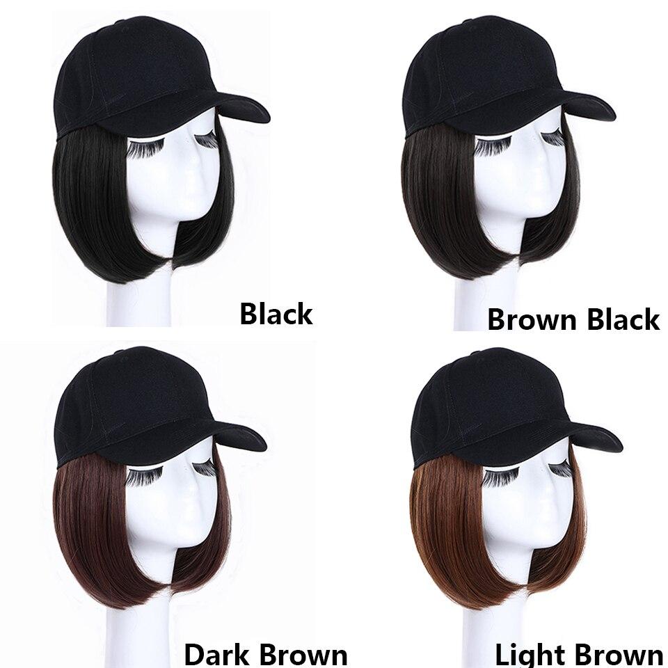 Perucă de păr sintetică șapcă de baseball damă Peruci scurte și drepte pentru femei Petrecere de zi cu zi Negru maro Perucă reglabilă natural Connect