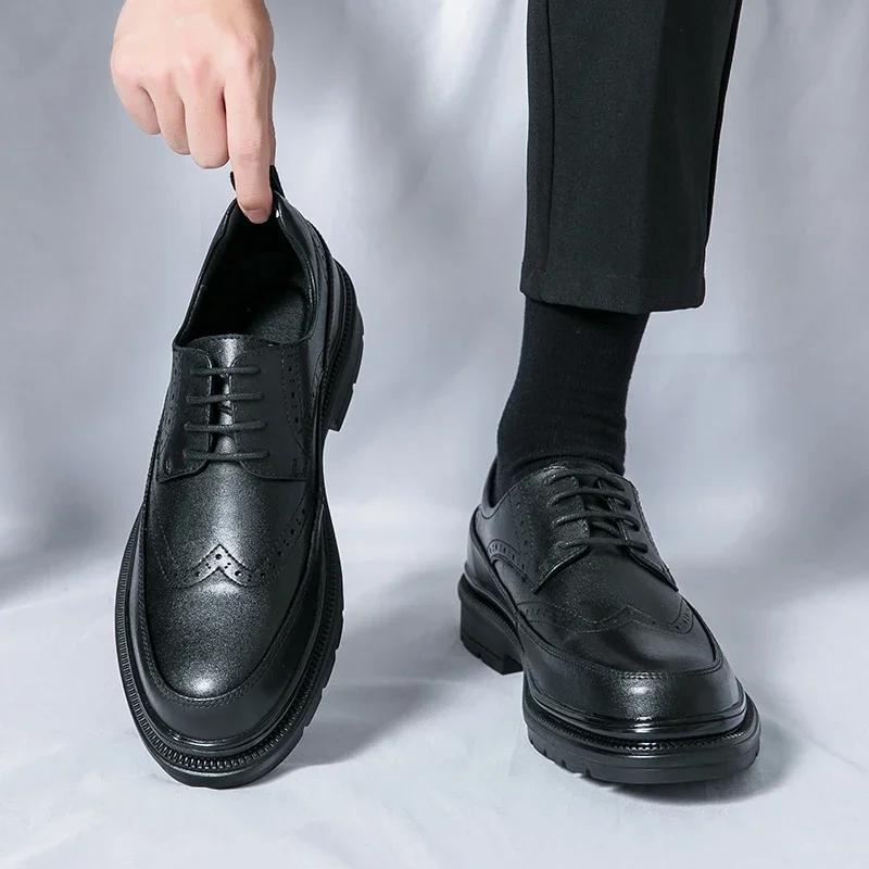 Gentleman Retro Business Leather Shoes Formal Dress Office Shoes Men's Wedding Black Shoes Brown Free Shipping British Style