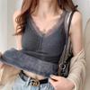 Womens Lace Back Fleece Lined Camisole Winter Warm Layering Top