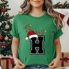 Unisexs Tshirt Christmas Alphabet Fashion Print Tshirt Short Sleeve Fashion Street Top Santa Hat Reindeer Christmas Party Top