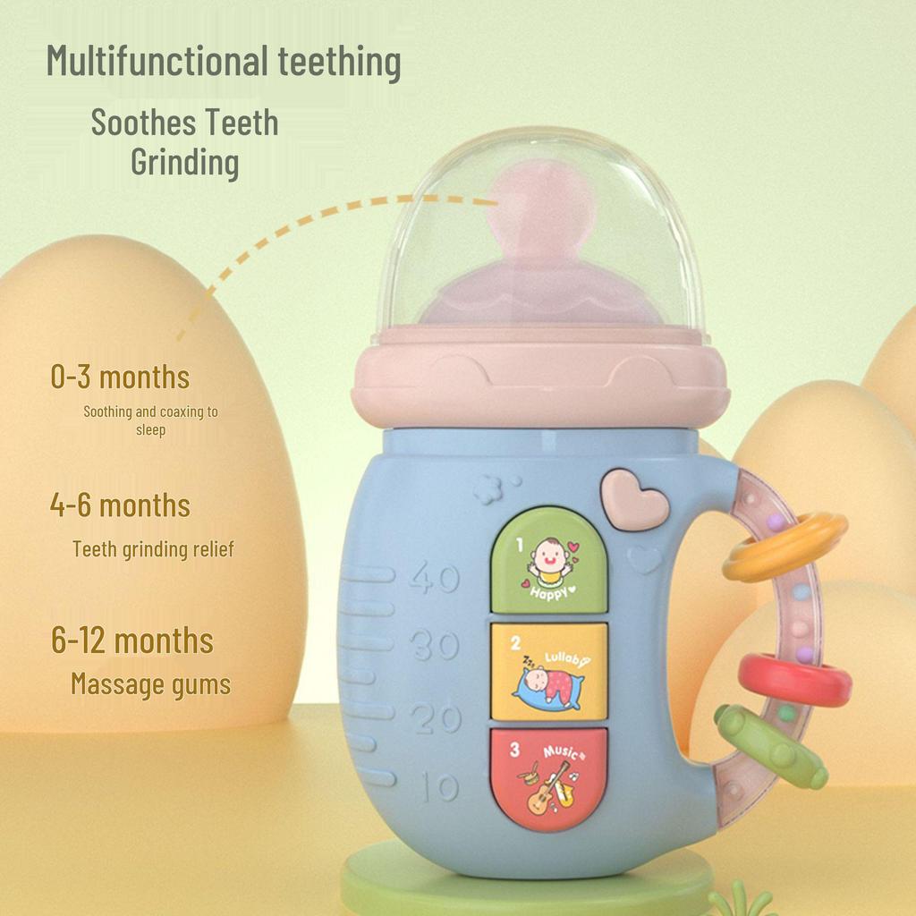 Bilingual Baby Teether Toy with Soothing Sounds & Storytelling Functions